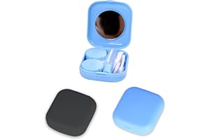 EODKSE Funda para Lentes de Contacto con Espejo, 2 Piezas, Caja de Viaje para Lentillas con Porta Cajas, Ideal para Viajes y en Casa,