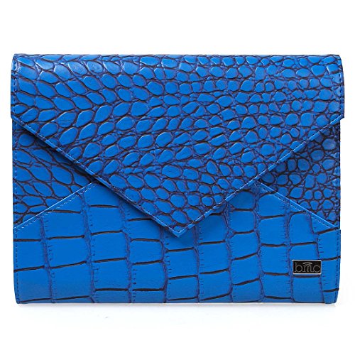 BMC Super Chic Cobalt Blue Faux Crocodile Leather XL Nail Stamping Plate Carrier Envelope Style Statement Clutch