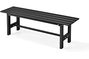 COSTWAY Panchina da Esterno con Sedile HDPE, Panca da Giardino con Telaio in Metallo Verniciato a Polvere, Panchina da Giardino, Parco e Balcone, Portata 300 kg, 120 x 36 x 40,5 cm (Black)