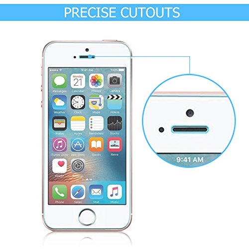 iPhone SE Screen Protector [2 Pack], UCMDA [Ultra Clear] Genuine Tempered Glass Screen Protector Guard Cover for Apple iPhone SE / iPhone 5S / iPhone 5C / iPhone 5 9H Hardness and Easy Bubble-Free Installation