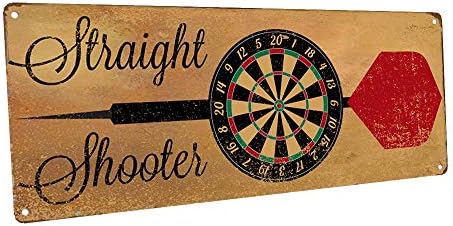 Homebody Accents Straight Shooter Bulls Eye Metal Sign, Darts, Game Room, Mancave, Den
