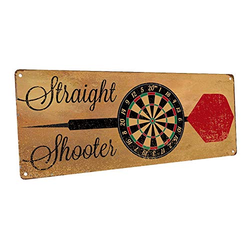 Homebody Accents Straight Shooter Bulls Eye Metal Sign, Darts, Game Room, Mancave, Den