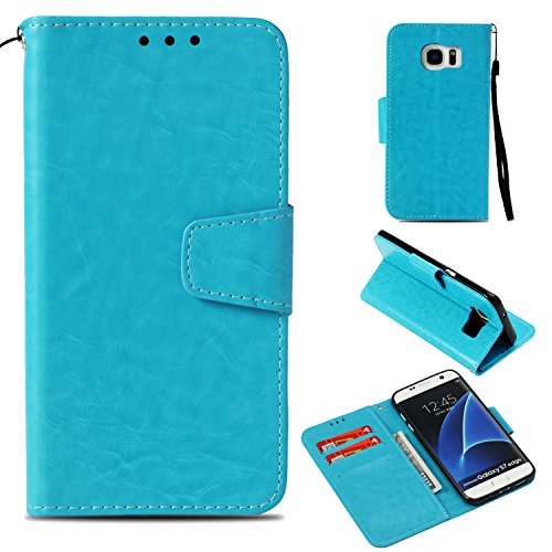 Preisvergleich Produktbild Thrion Galaxy S7 Edge Hülle Schlanke Leder Brieftasche Handyhülle - Himmelblau