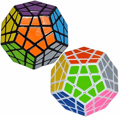 LSMY 2 Pack Megaminx 3x5 Puzzle Cube Toy Black And White