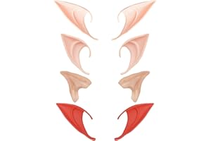 ATBUSS 4 Paar Halloween Elfen Ohren, Latexelfen Feen Spitze Ohren, geeignet für Kostümpartys, Feiertagsfeiern, alle Rollenspiele, 3 Größen (hellgelb, rot)