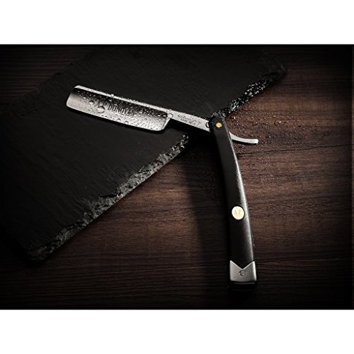 A.P. Donovan – Solides Rasiermesser 7/8″ im Set (Rasier-Klinge nicht rostfrei), Griff ist aus schwarzem Kunststoff inkl. Leder-Streichriemen und Paste – ustura – Rasier-Set Razor - 3