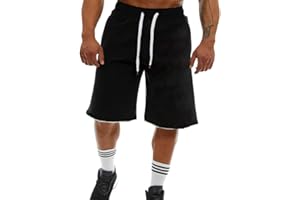 palglg Uomo Pantaloncini Sportivi con Tasche Bodybuilding Fitness Perdere Peso Cotone