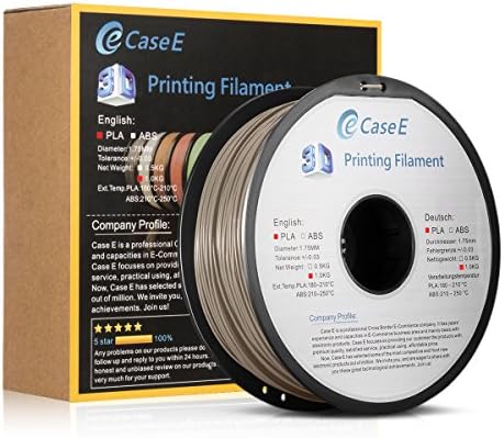 Case E PLA 1Kg 3D Filament for Printer and Pens, 1.75mm Diameter, Dimensional Accuracy +/- 0.03 mm，Multiple Colour for Choose (Gray)