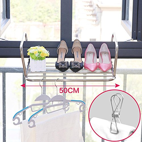 Preisvergleich Produktbild LTowel rack Rostfreier Stahl Fenster Wäscheständer Balkon Kleiderbügel Klappgestelle, 50 cm