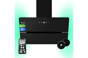 KKT KOLBE Okap kuchenny 80 cm/bezgłowa okap ścienny/stal nierdzewna/czarne szkło/Wi-Fi/automatyczne wybiegi / oświetlenie LED RGBW / obsługa SensorTouch/ECCO809SHCM