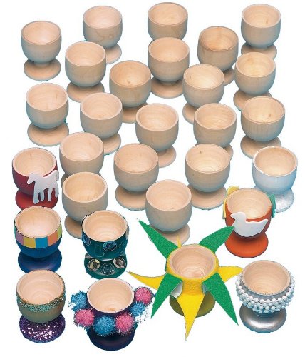 Preisvergleich Produktbild Bastel-Eierbecher zum Dekorieren aus Holz 20 Stück