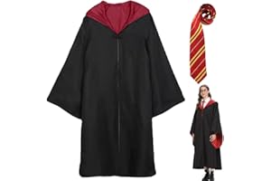 Umllpet Magier Robe, Gryffindor Umhang Zauberer, 2-Teiliges Zaubererrobe mit Umhang Krawatte, Zauberer Kostüm Set für Fancy Dress Erwachsene Karneval Cosplay Fasching Verkleidung Party