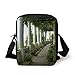 Produktbild Italian Decor,Terrace with The Seascape on Island of Capri Italy Flowers Swirls,Forest Green and White Print Kids Crossbody Messenger Bag Purse