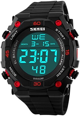 SNHWARE Men's Electronic Watches New Multi Purpose Waterproof Watch Outdoor Sports Table,Red