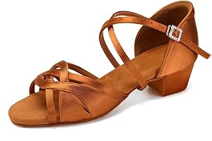 HIPPOSEUS Scarpe da Ballo Latino per Ragazze e Donne Scarpe da Ballo per Salsa da Sala da Ballo con Tacco Basso, Modello 3038