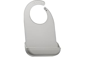 YYGMSS Baberos impermeables para adultos, baberos de silicona para adultos con recogedor de migas, babero gris ajustable para mujeres mayores que comen, lavables, fáciles de limpiar (L), gris, L