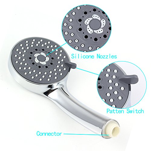 Dusche Kopf, gwcleo natur 5 Position Luxus Spa-Duschkopf Chrom universal - 5