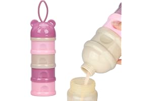 COCKSCOMB Baby Milk Powder Dispenser Baby Formula Dispenser Container with 4 Individual Twist-Lock Compartments, Portable Silicone Handle, Suitable for Storing Cereal/Food/Fruit/Snacks, etc BPA Free