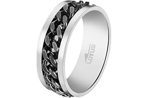 LOTUS STYLE Anillos Hombre - Anillo Acero Inoxidable Hombre 316L - Diseño Ergonómico y Ajuste Perfecto Talla 26 - Plateado LS2394-3/226 23.50 mm - Resistente al Agua
