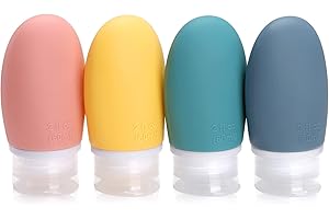 ‎OPRET Opret 4 Stück Silikon Reiseflaschen Set, 60ml Auslaufsicher Nachfüllbare Portable Reise Container für Shampoo Creme Spülung, BPA-frei und TSA-geprüft