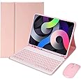 for iPad 9th Gen(2021)/7th 8th Generation 10.2 inch Keyboard Case & Mouse, Slim Removable Wireless Bluetooth Keyboard with Pencil Holder for iPad 10.2" (Pink)