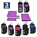Produktbild MENTALIZE® Fitness Microfaser Handtücher | 3er Mikrofaser Handtuchset | Badehandtuch | XXL Strandtuch | Reißverschluss-Tasche (Orchidee Lila - Black, 3er Set 140x70;100x50 ;40x40cm)