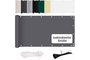 MENGH Balkon Sichtschutz 90x1000cm, Balkon Sichtschutz, Wind- und UV-Schutz, mit Ösen und Kordel für Gartenanlagen, Camping und Freizeit grau