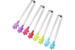 HAKACC 4 Piezas Mini Candy Bar Pinzas Multifuncionales de Acero Inoxidable Pinzas para Hielo de Barbacoa Ensalada de Hielos Dulces