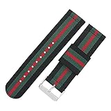 AUTULET Herren Nylon Armband Schwarz Grün Rot 22mm