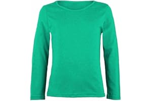Nathnic® Girls Boy Kids Plain Basic Long Sleeve Round Neck T-Shirt Stretch Uniform PE School Tee Top Age 3-13 Years