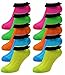 Produktbild 12 Paar Damen / Frauen-Trainer Socken Neon mit schwarzen Rüschen Spitze trimmen Fußkettchen Socken