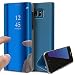Produktbild Homikon Luxury PU Leder Spiegel Hülle Lederhülle Bookstyle Beirftasche Folio Schutzhülle Slim Fit Klappbar Handyhülle Cool Männer Mädchen Standfunktion Etui für Samsung Galaxy Note 3 - Blau