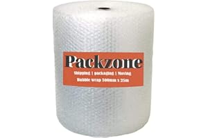 PACKZONE YOUR A-Z SOURCE PackZone Bubble Wrap 300mm x 25m Roll | Premium Quality Large Polythene Bubble Wrap | Strong Protective Packing Material for Moving House & Shipping