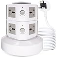 Padom Universal Vertical Tower Power Strip, Multi Socket(110V-250V) with 2 USB Ports, Electric Charging Station Surge Protector, suitable for any country (Two layer)