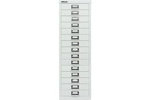 BISLEY MultiDrawer, 39er Serie, DIN A4, 15 Schubladen, Metall, 696 Verkehrsweiß, 38 x 27.9 x 86 cm