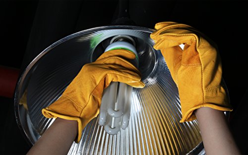 Rindslederarbeitshandschuhe, OZERO levantierteLederhandschuhe für Motorradfahren, Tauchen,Gartenarbeit–Passt perfekt–Guter Halt an der Handflächenpolsterung – Elastisches Handgelenk – 1 Paar (Medium) - 4