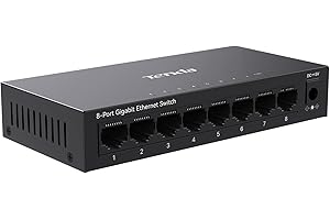 Tenda TEG1008M Switch Ethernet 8 Puertos RJ45 Gigabit 10/100/1000 Mbps (IGMP Snooping, QoS, Carcasa Metálica, Auto-MDI/MDIX, Plug and Play, Protección contra Rayos 6 KV, Silencioso, Modo Full Duplex)