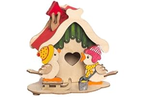 Drechslerei Kuhnert - Hobaku Bastelset - Rauchhaus/Räucherhaus mit Vögeln - aus Holz zum Zusammenbauen - Made in Germany