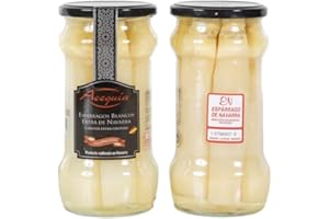 VEMOSA Espárragos Blancos Extra 5 Frutos D.O. Navarra - Acequia | Calidad Gourmet en Cristal 580 ml | Espárragos gruesos, tiernos y sabrosos con Denominación de Origen Navarra, (2 Tarros).