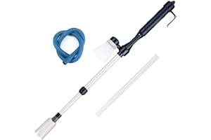 Panthem Aspirateur de gravier électrique pour aquarium, nettoyeur de gravier à batterie, laveuse de filtre à eau, outil de nettoyage de siphon avec 3 sacs en maille remplaçables