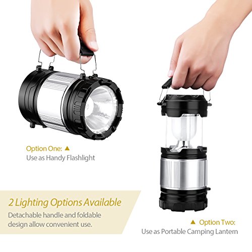 2 x LED Camping Laterne, Vtin zusammenklappbare 500lm tragbar LED Campinglampe mit 3 AA-Batterien, 3 Helligkeitsstufe mit 30 LED, Batteriebetrieb, haltbar Außenleuchte für Wandern, Camping, Notfall Gartenlaterne usw [Energieklasse A+] - 4