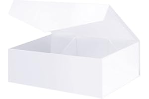 PKGMAGIC Boîte Cadeau 29,2 x 20,6 x 9,65 CM, Boîte de Demande en Mariage pour Demoiselle D'honneur, Boîte Cadeau Vide avec Couvercle Magnétique pour Emballage Cadeau (Blanc Mat)