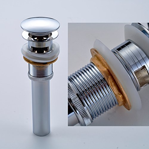 Auralum® Hochwertig Pop up Ablaufgarnitur mit Überlauf Push-open-Technik Stöpsel Ablaufventil Abfluss Ventil für Waschbecken Waschtisch Spültisch - 3