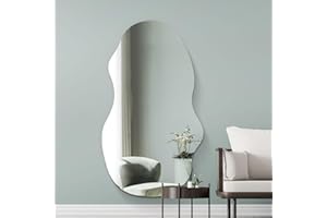 MirrorOutlet The Lacuna - Frameless Modern Full Length Arched Leaner/Wall Mirror 63" X 28" (160CM X 70CM) Silver Mirror Glass with Black wooden Backing - Polished Edging