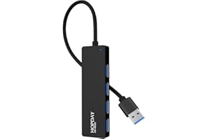 HOPDAY Hub USB 3.0 Data Hub, Ultra Fin 4 Ports USB Hub, Haute Vitesse USB 3.0 Hub pour Macbook, Mac Pro/Mini, Mac, Surface Pro, XPS, Clés USB, Notebook PC, Portable, Disques Durs Externes