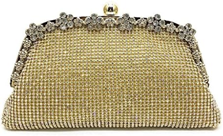 GMS467 Full Sequins Mesh Diamond Style Wedding Evening Official Cocktail Clutch Wallet, Classic Full Diamond Hand-Hold Banquet Bag Lady Diamond Dinner Bag (Color : Gold)
