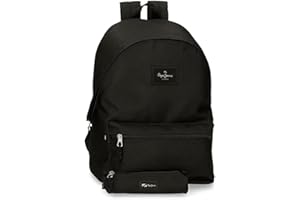 Pepe Jeans Aris Mochila para Portátil 15,6" + Estuche Escolar Negro 31x44x17,5 cms Poliéster 23.87L