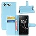 Produktbild Owbb Hülle für Sony Xperia XZ1 Compact Ultra Schlanke Handyhülle Premium PU Ledertasche Flip Cover Wallet Case mit Stand Function Innenschlitzen Design Blau