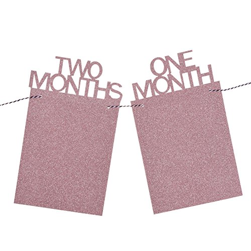 comprare on line KMALL Album di foto per bambini Primo anno Cabina fotografica Banner di compleanno Partito Forniture di decorazione foto banner brillante Oro rosa prezzo