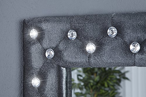 Großer Wandspiegel BOUTIQUE 80×60 silbergrau edler Samtstoff mit Strassknöpfen Spiegel Barockspiegel Barockstil - 5